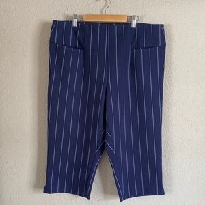 Torrid Navy and White Striped Capris